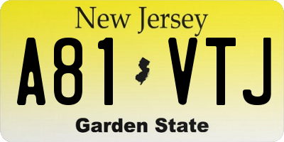 NJ license plate A81VTJ