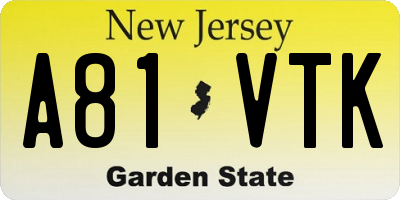 NJ license plate A81VTK