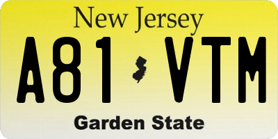 NJ license plate A81VTM