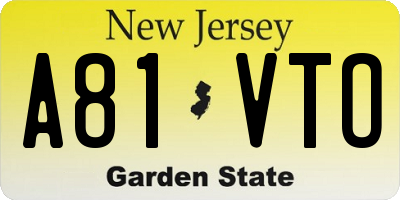 NJ license plate A81VTO