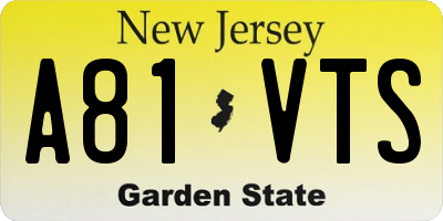 NJ license plate A81VTS