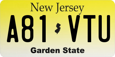 NJ license plate A81VTU