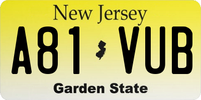 NJ license plate A81VUB