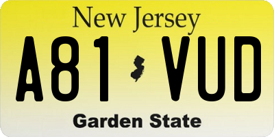 NJ license plate A81VUD