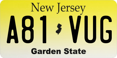 NJ license plate A81VUG