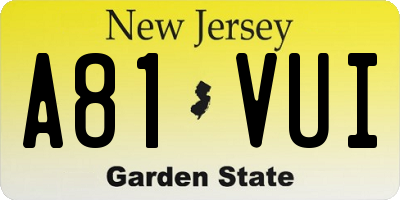 NJ license plate A81VUI