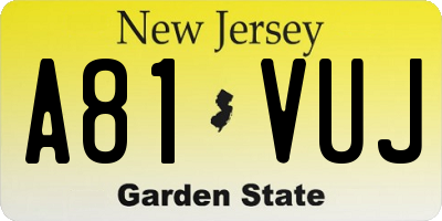 NJ license plate A81VUJ