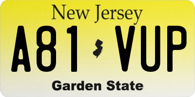 NJ license plate A81VUP