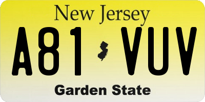 NJ license plate A81VUV
