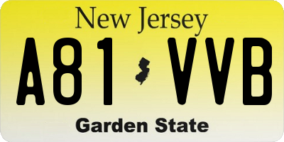 NJ license plate A81VVB