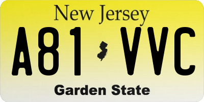 NJ license plate A81VVC