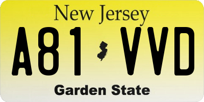 NJ license plate A81VVD