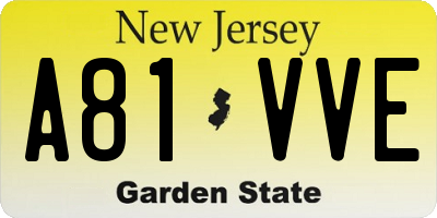 NJ license plate A81VVE