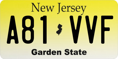 NJ license plate A81VVF