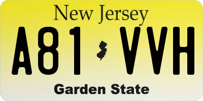 NJ license plate A81VVH
