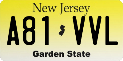 NJ license plate A81VVL