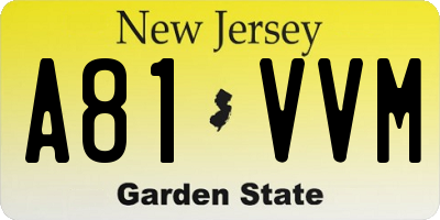 NJ license plate A81VVM