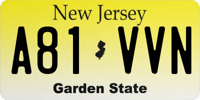 NJ license plate A81VVN