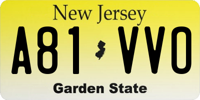 NJ license plate A81VVO