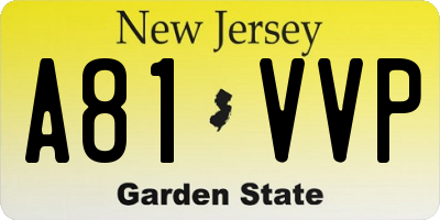 NJ license plate A81VVP