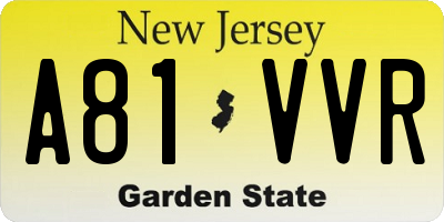 NJ license plate A81VVR