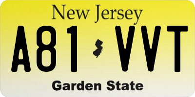 NJ license plate A81VVT
