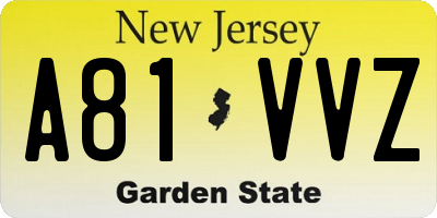 NJ license plate A81VVZ