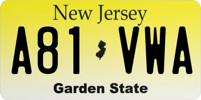 NJ license plate A81VWA