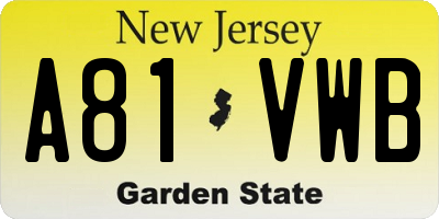 NJ license plate A81VWB