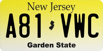 NJ license plate A81VWC
