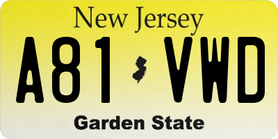 NJ license plate A81VWD