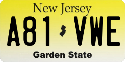 NJ license plate A81VWE