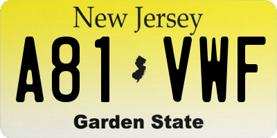 NJ license plate A81VWF