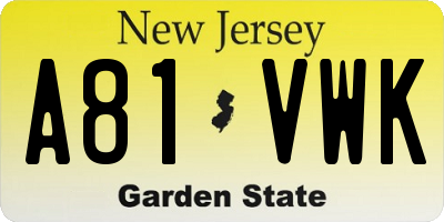 NJ license plate A81VWK