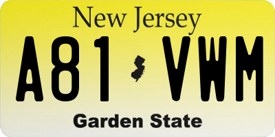 NJ license plate A81VWM