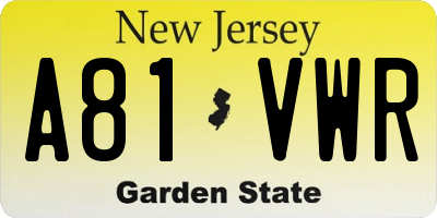 NJ license plate A81VWR