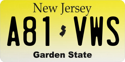 NJ license plate A81VWS