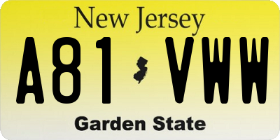 NJ license plate A81VWW