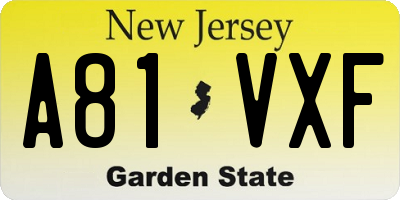 NJ license plate A81VXF