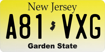 NJ license plate A81VXG