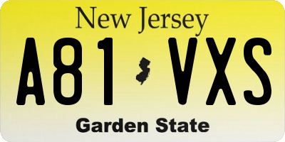 NJ license plate A81VXS
