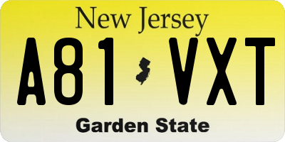 NJ license plate A81VXT