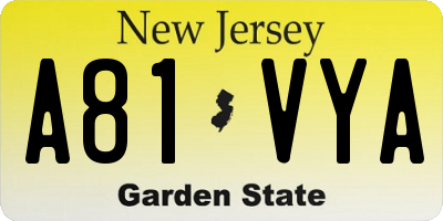 NJ license plate A81VYA