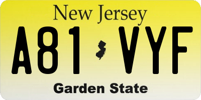 NJ license plate A81VYF