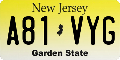 NJ license plate A81VYG