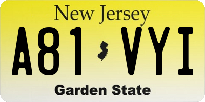 NJ license plate A81VYI