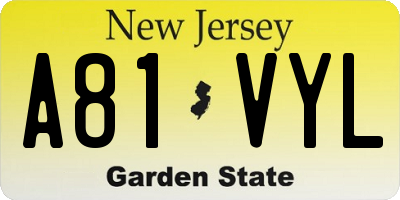 NJ license plate A81VYL