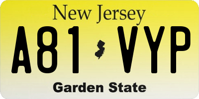 NJ license plate A81VYP