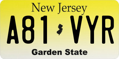 NJ license plate A81VYR