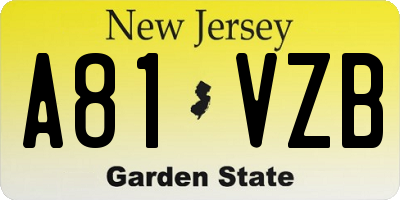 NJ license plate A81VZB